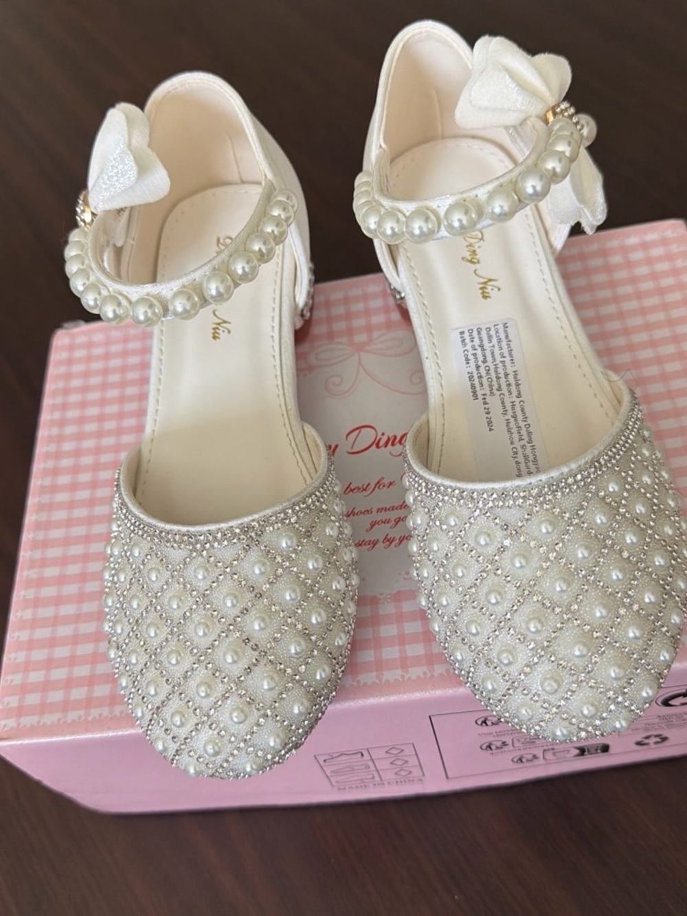 Girls' Ivory Pearl-Embellished Dress Shoes